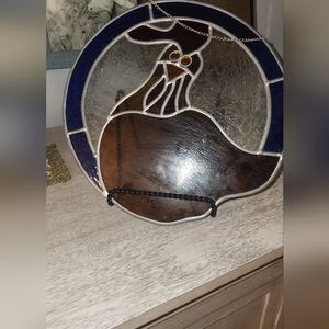 Stained Glass Hanging W/ Chain Rooster/Chicken Suncatcher. 12x12"